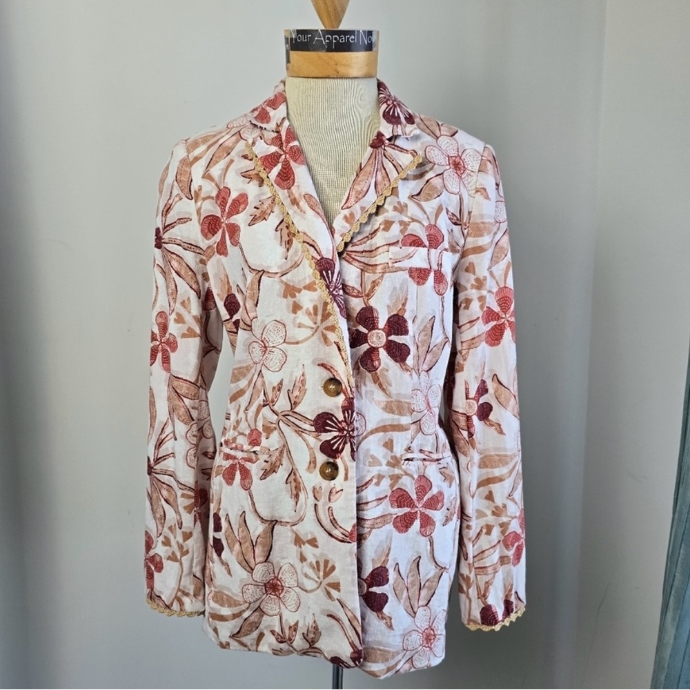 Sam Edelman Women's Enola Single Breasted Blazer Crochet Trim Sz M (622)